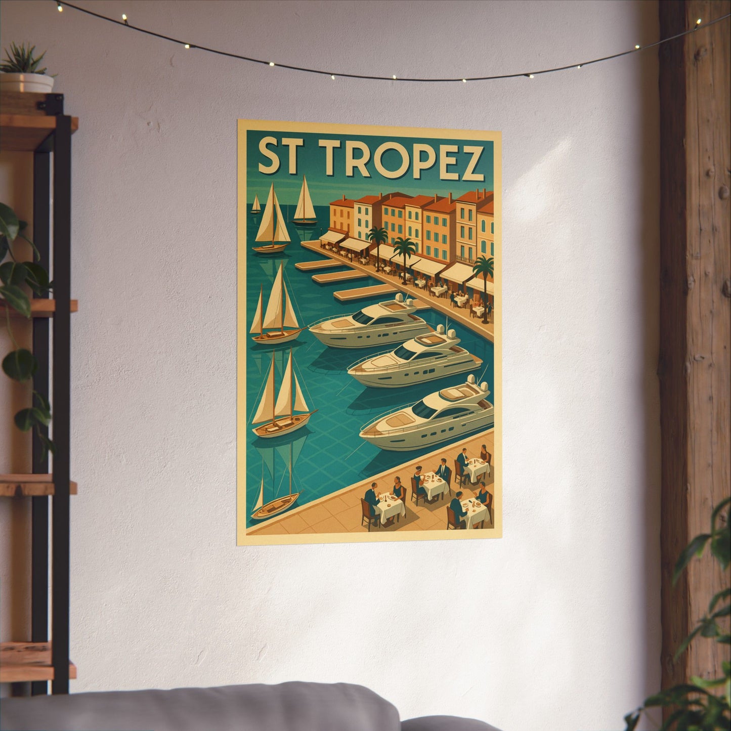 Mediterranean Marina Art Deco St Tropez Wall Poster