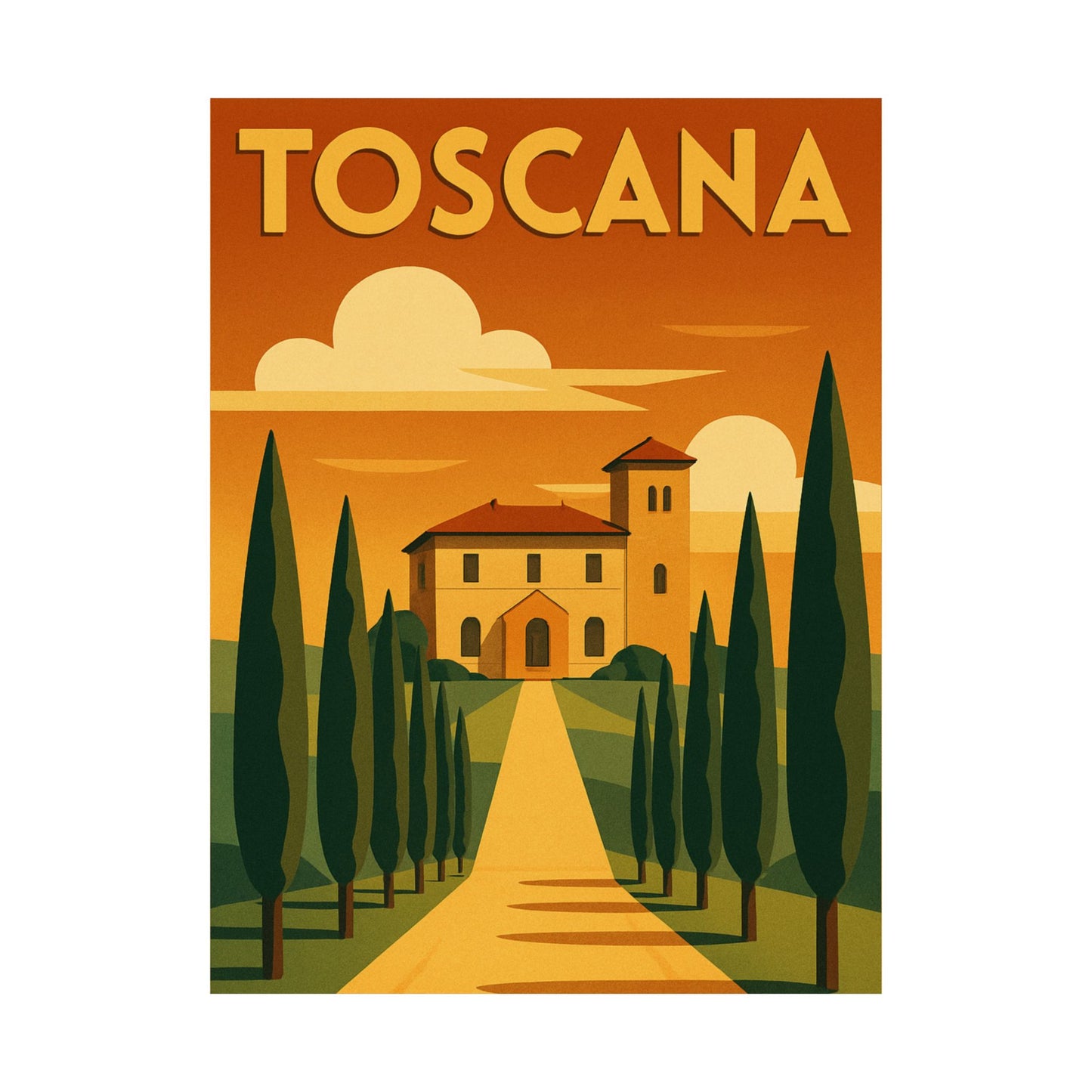 Toscana Travel Art Deco Tuscany Wall Poster
