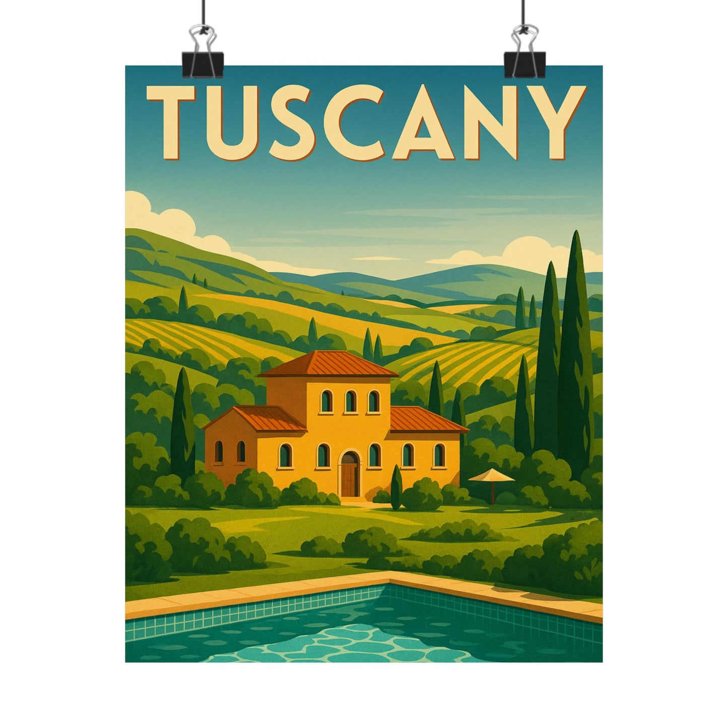 Tuscany Poolside Art Deco Tuscany Wall Poster