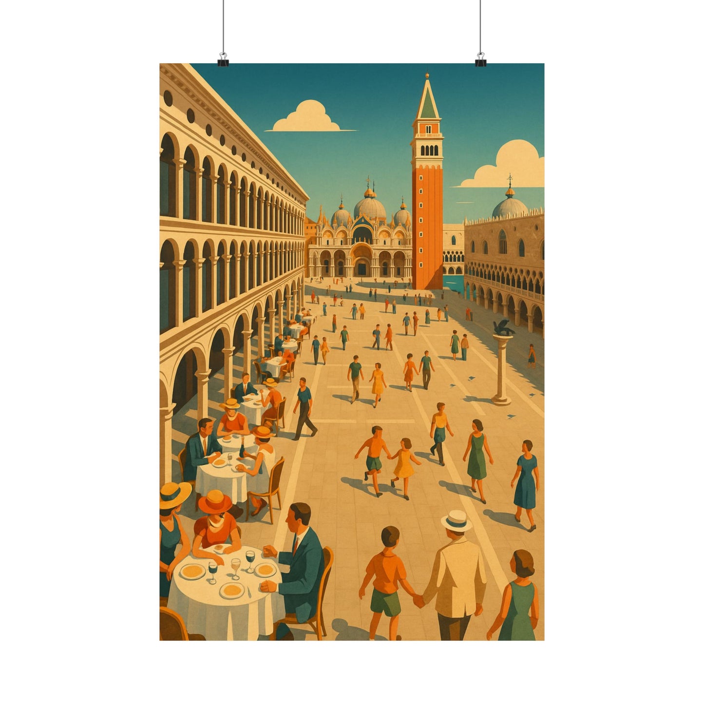 St Mark's Square - Retro Art Deco Animated Wall Poster