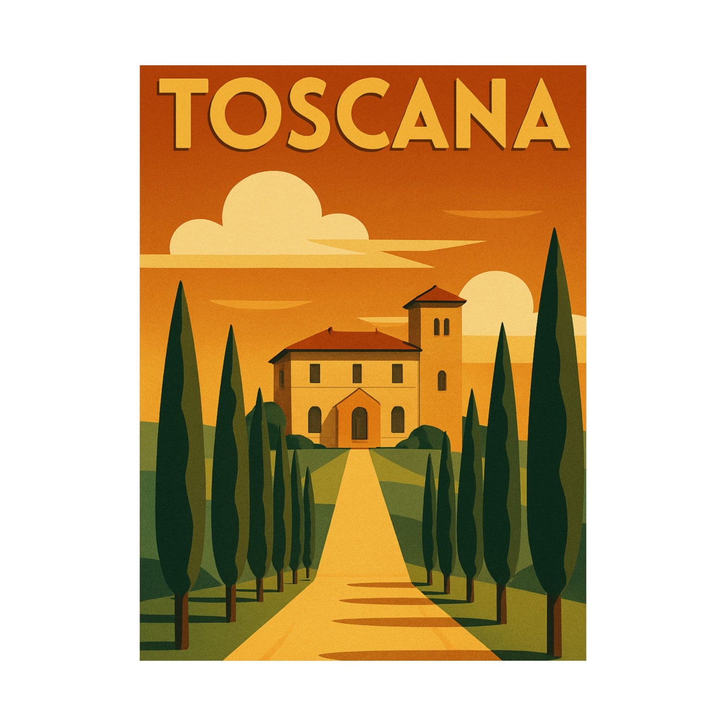 Toscana Travel Art Deco Tuscany Wall Poster