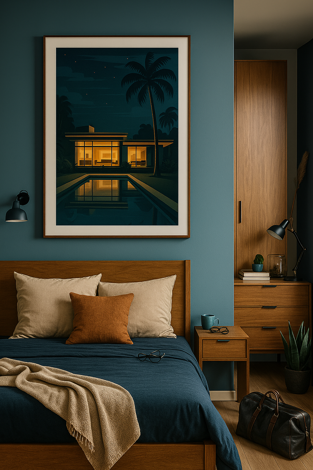 Tropical Night - Art Deco Modern Villa Wall Poster