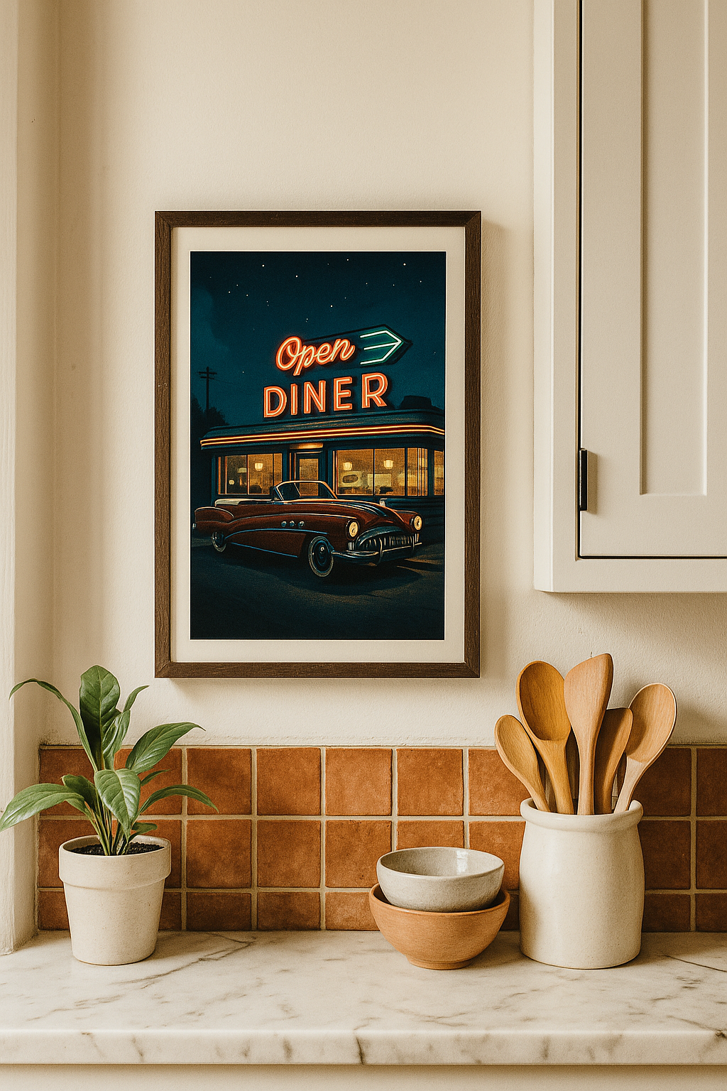 Midnight Cruise - Animated Retro American Diner Wall Poster
