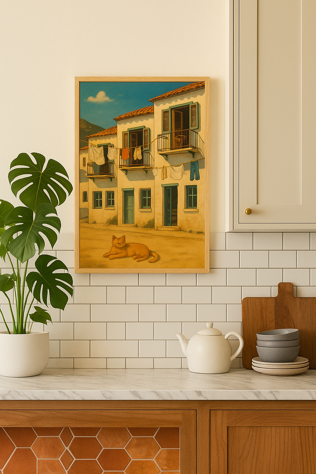 Lazy Afternoon - Animated Greek Village Wall Poster