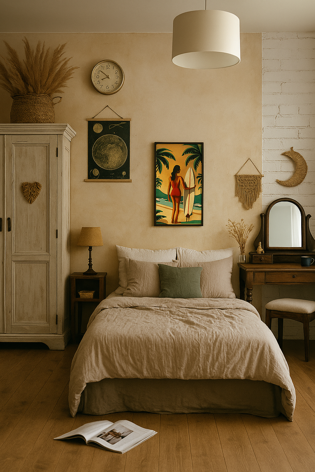 Surfer at Sunset Art Deco Wall Poster