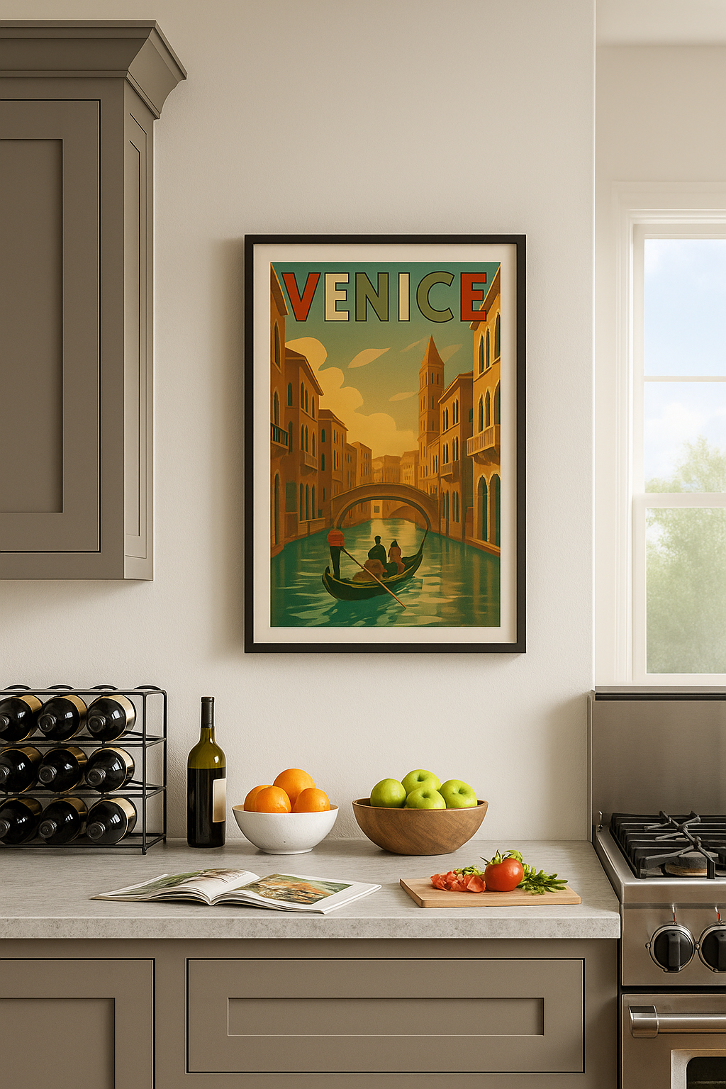 Glamorous Historical Canals of Venice Art Deco Wall Poster