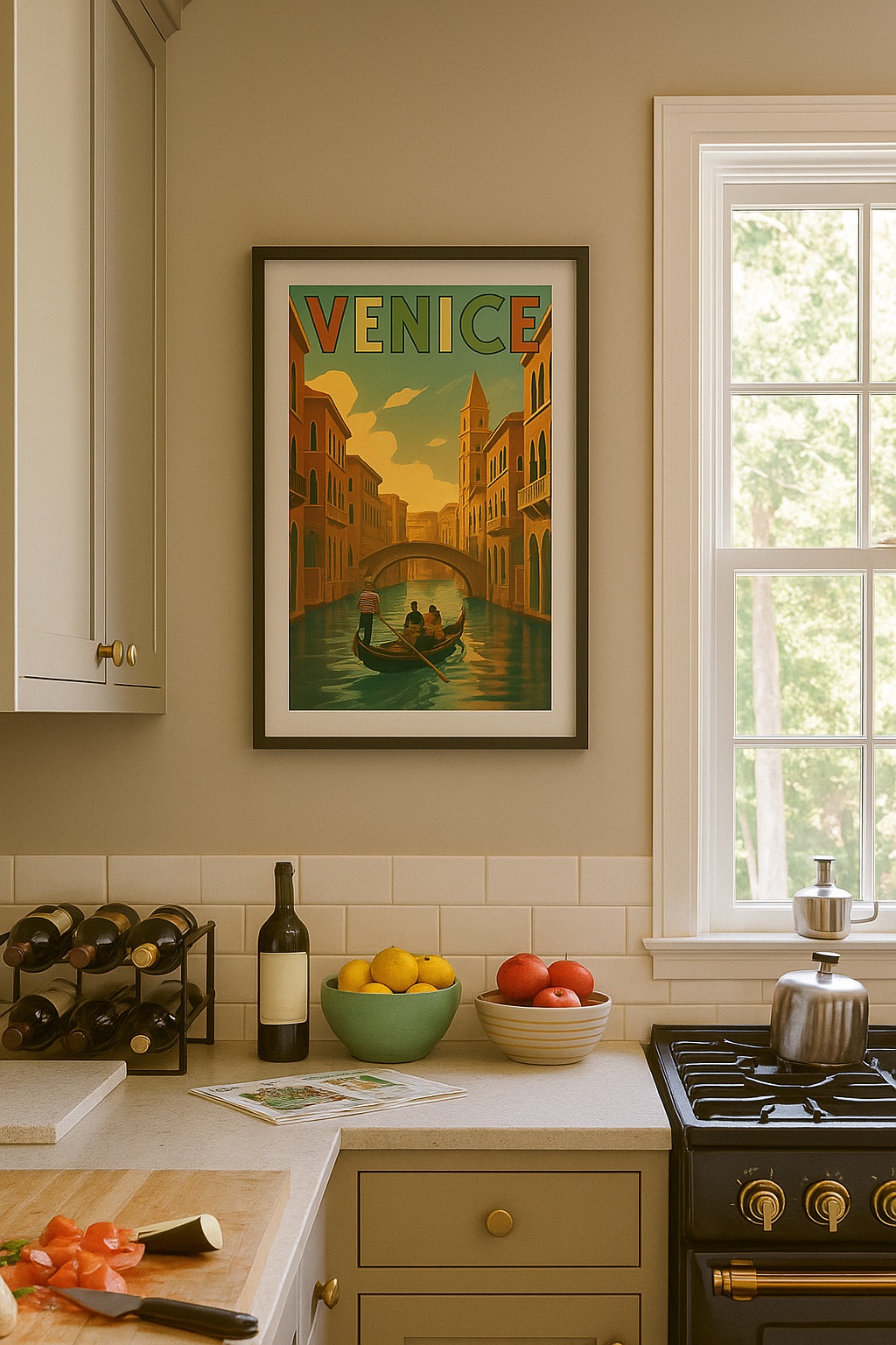 Glamorous Historical Canals of Venice Art Deco Wall Poster