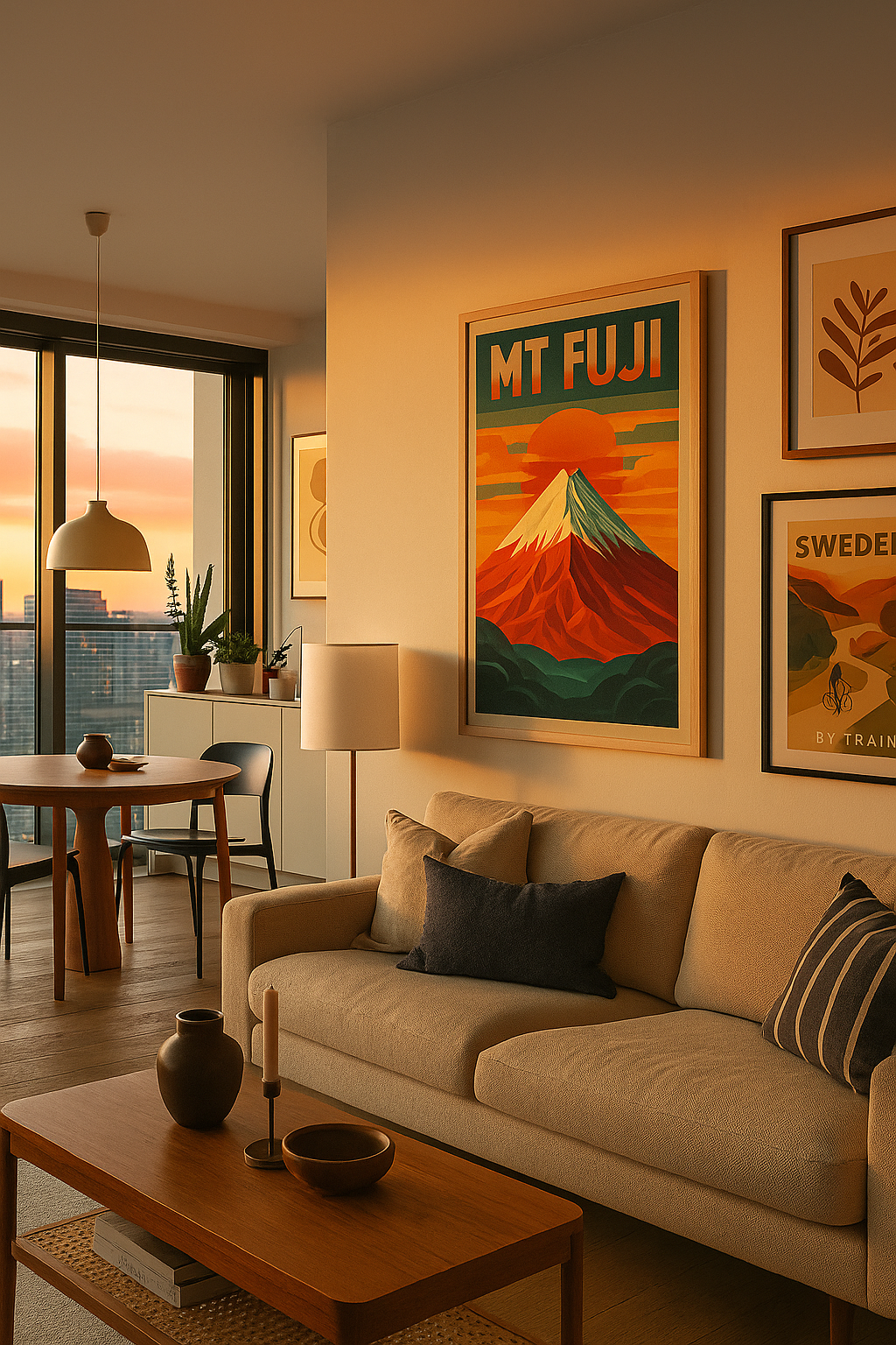 Mt. Fuji Retro Art Deco Wall Poster