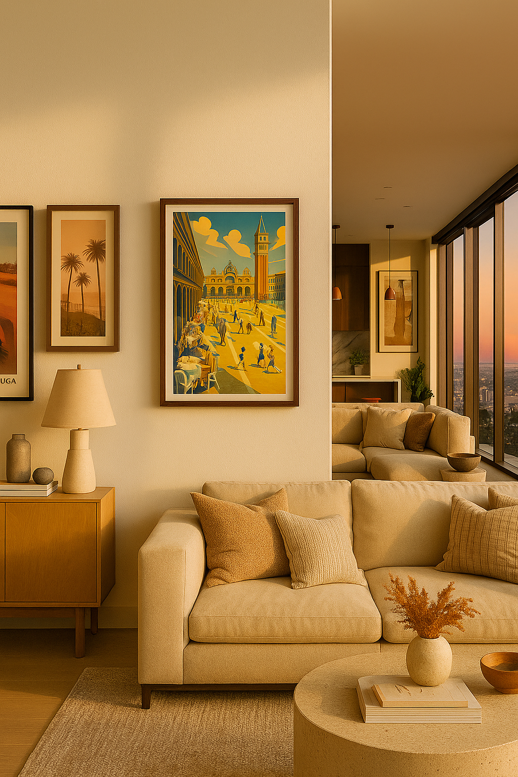 Golden Hour in Venice - Art Deco Animated Wall Poster
