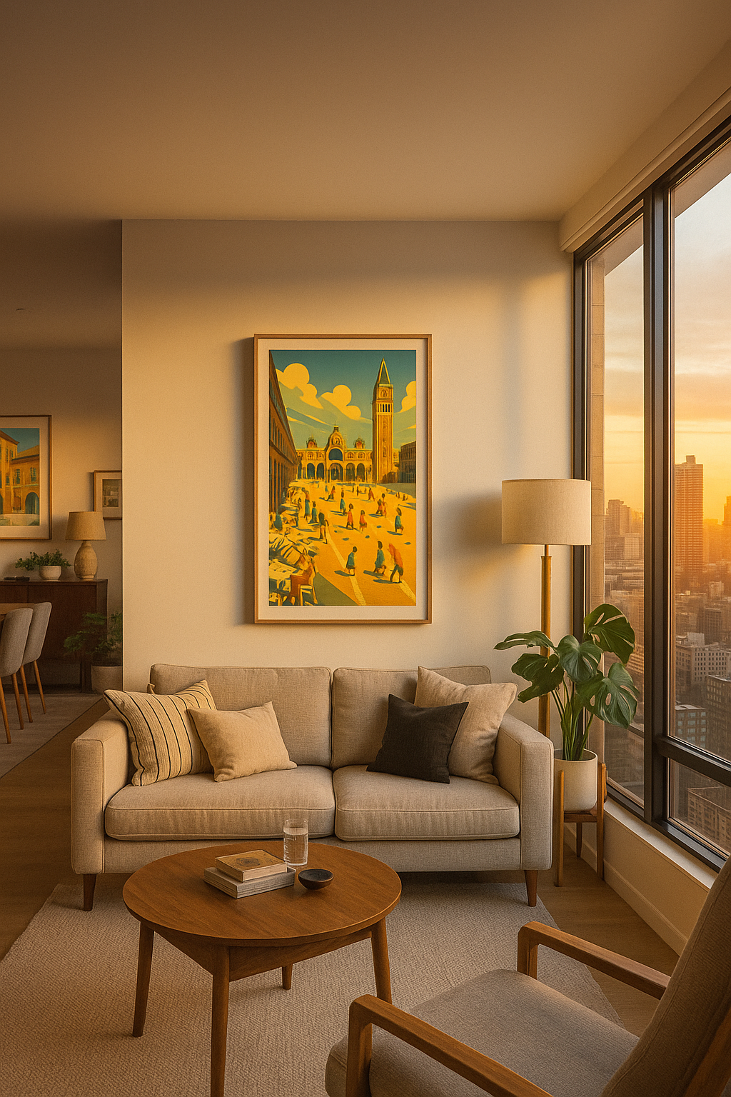 Golden Hour in Venice - Art Deco Animated Wall Poster