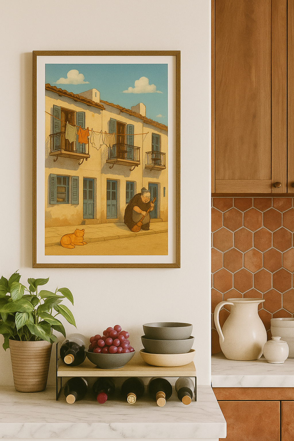 Greek Village Animated Wall Poster
