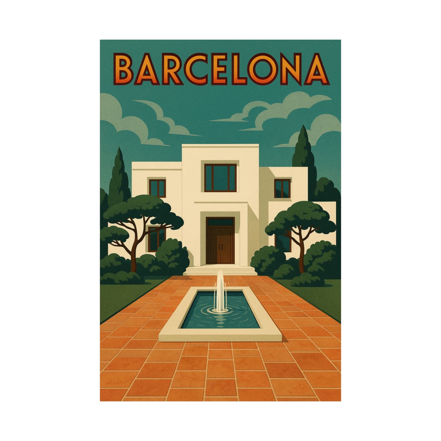 Barcelona Art Deco Villa Animated Wall Poster