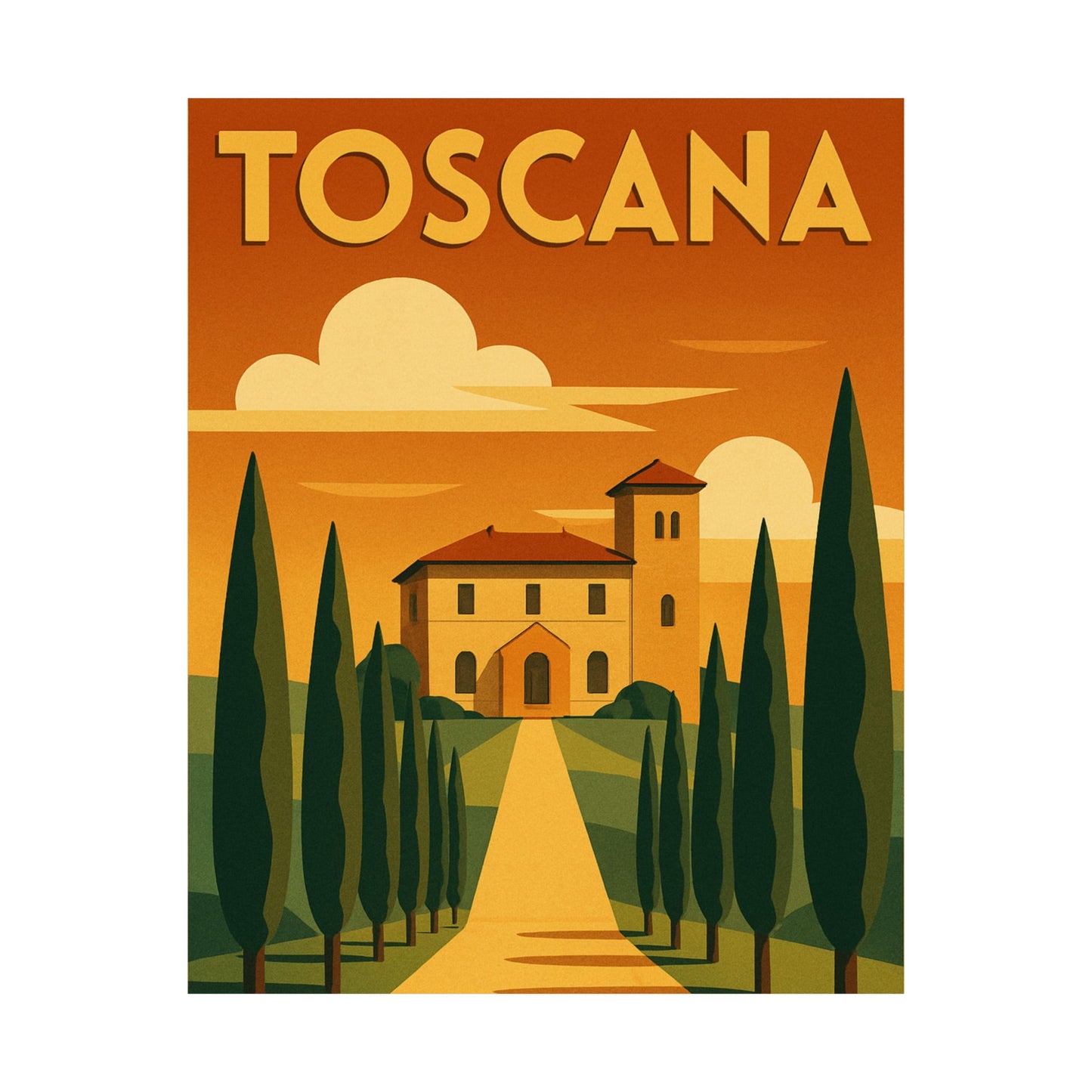 Toscana Travel Art Deco Tuscany Wall Poster