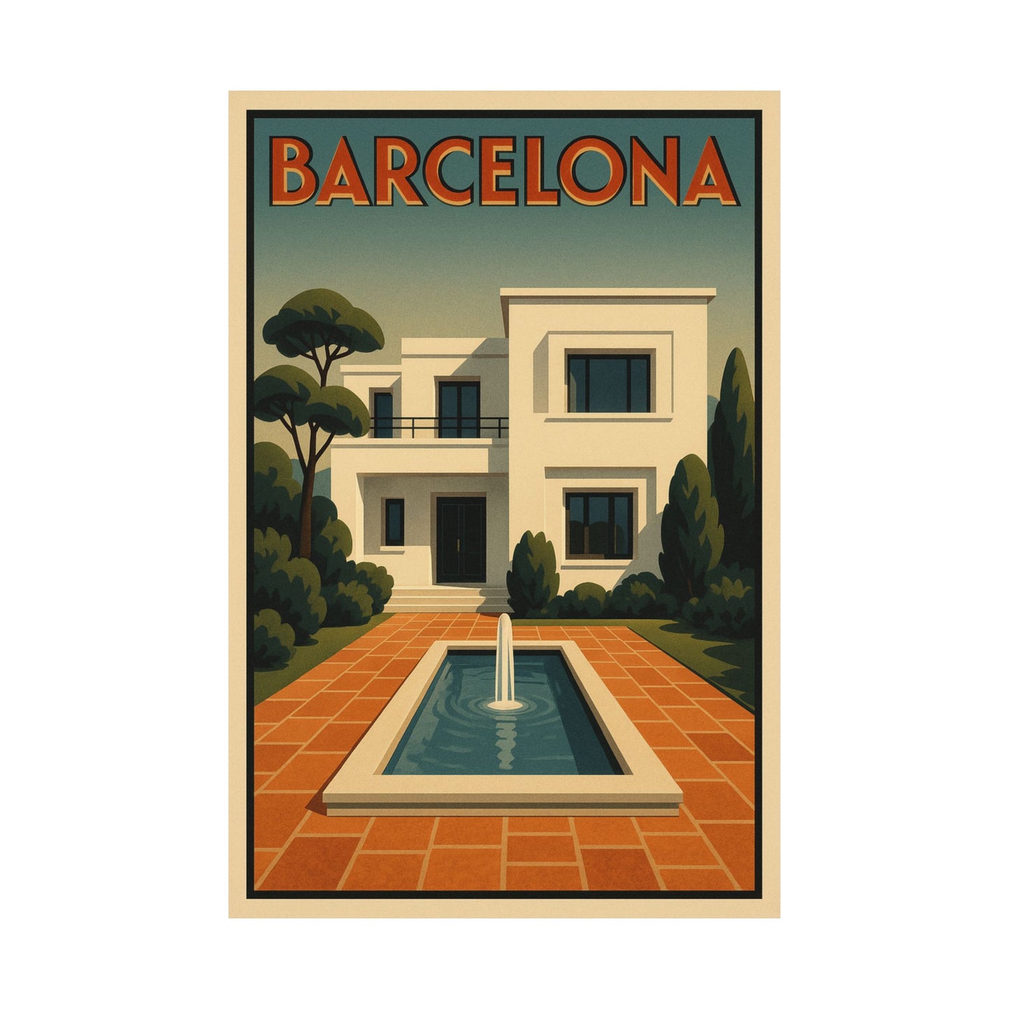 Art Deco Barcelona Villa Wall Poster