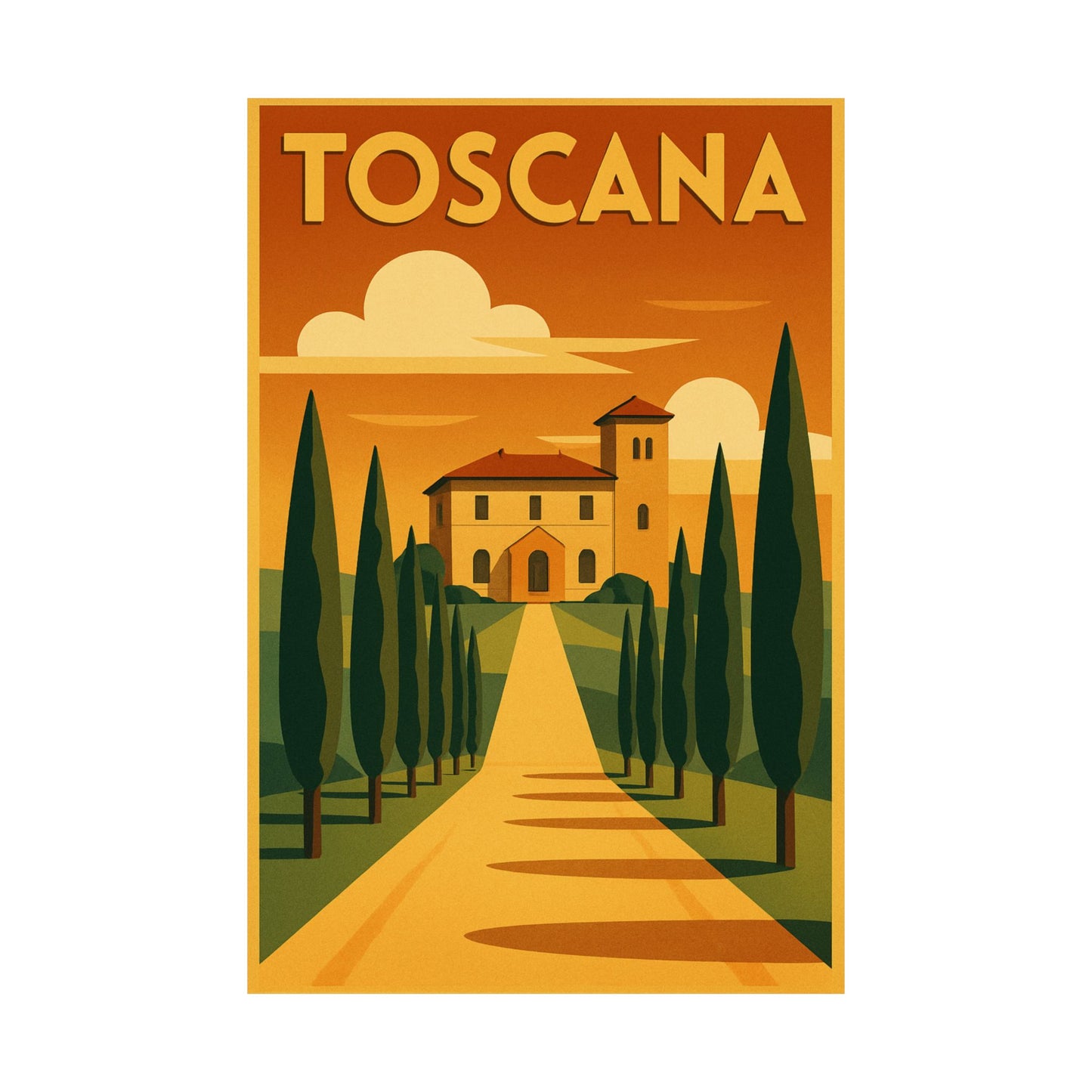 Toscana Travel Art Deco Tuscany Wall Poster