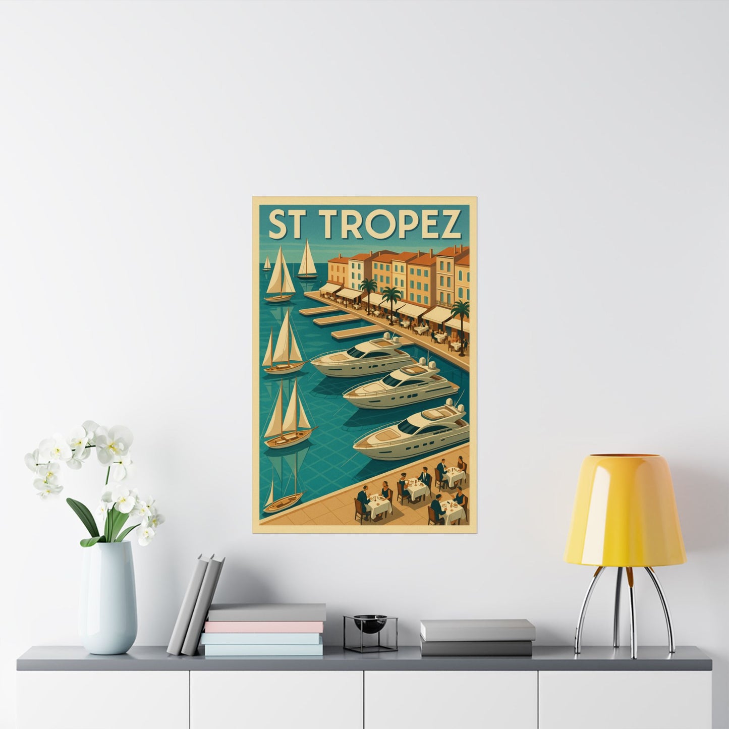 Mediterranean Marina Art Deco St Tropez Wall Poster