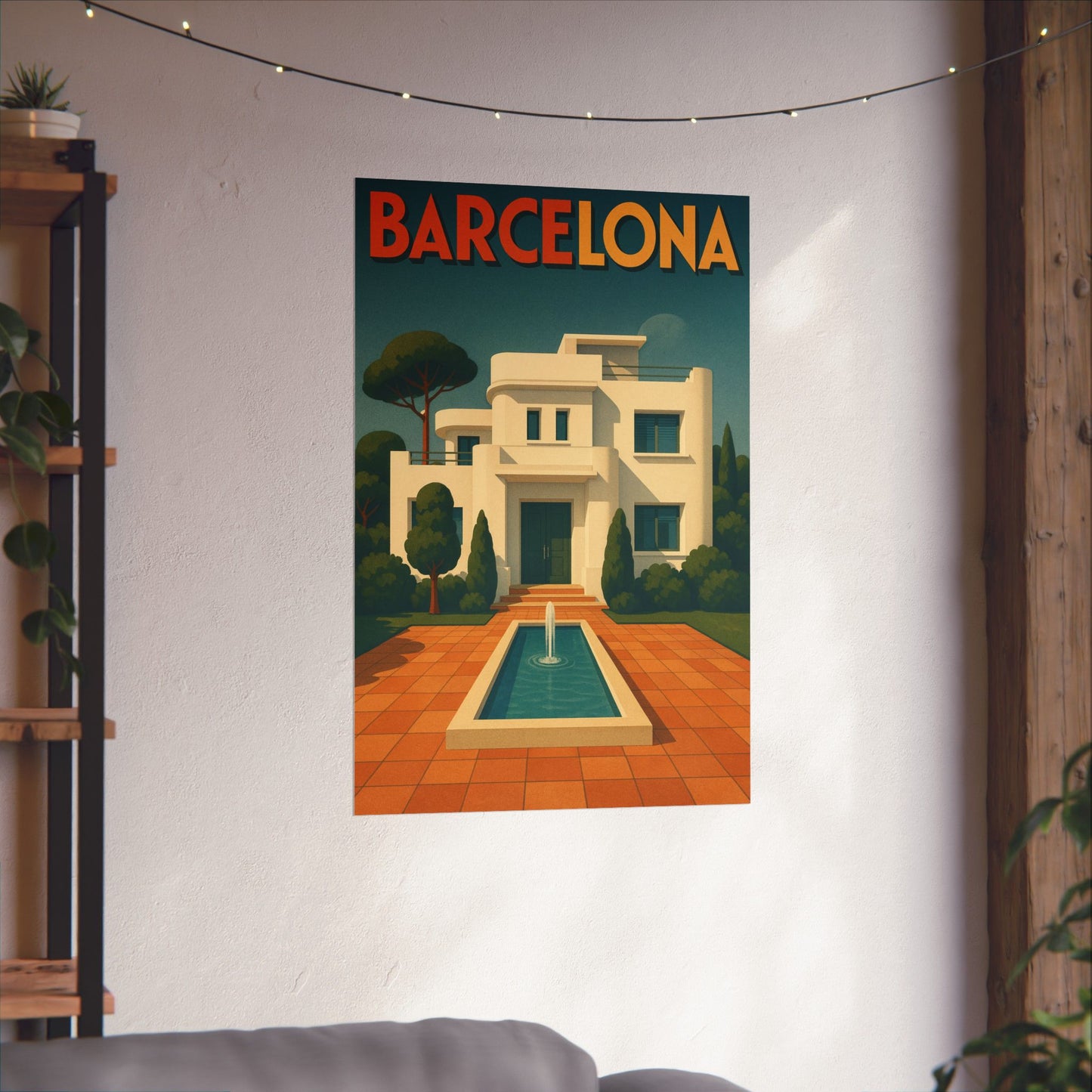 Barcelona Villa Art Deco Animated Wall Poster