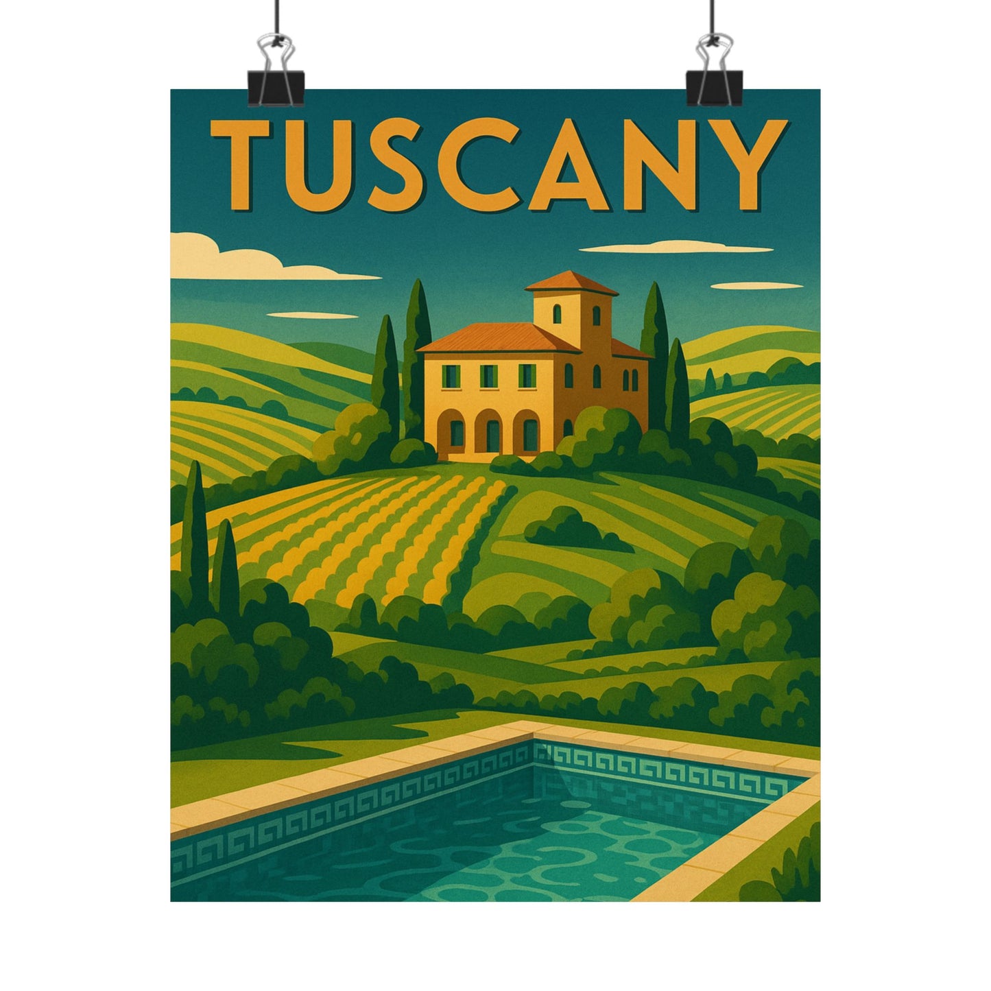 Tuscan Countryside Art Deco Tuscany Wall Poster