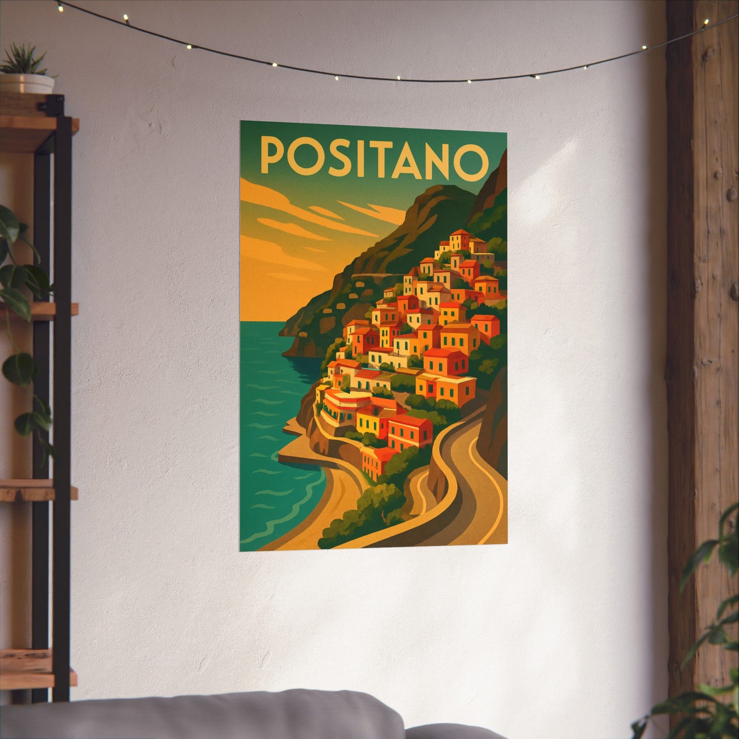 Art Deco Positano Cliff Design Wall Poster