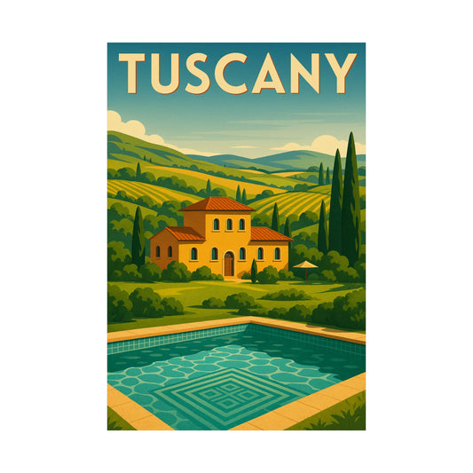 Tuscany Poolside Art Deco Tuscany Wall Poster