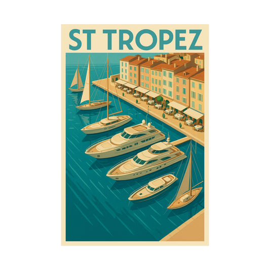 Art Deco Mediterranean Marina St Tropez Wall Poster