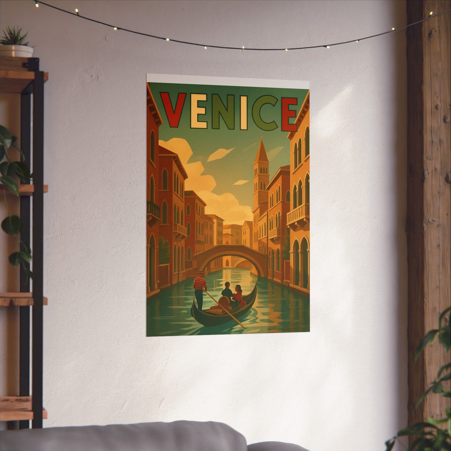 Glamorous Historical Canals of Venice Art Deco Wall Poster