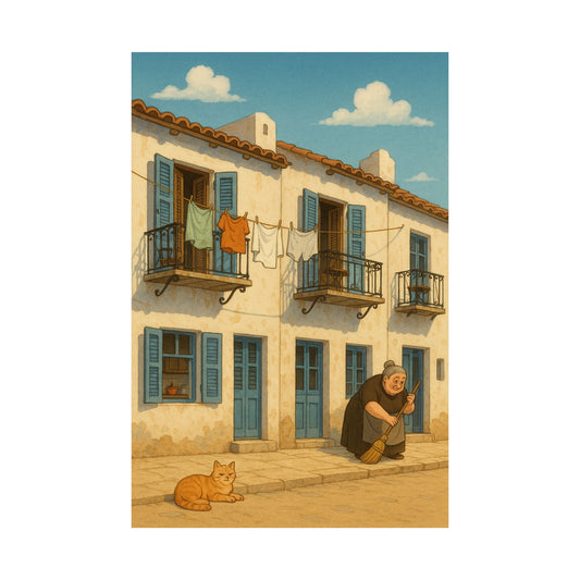 Greek Village Animated Wall Poster