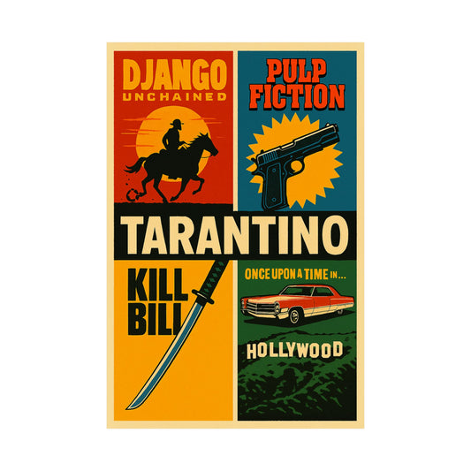 Tarantino Movies Retro Animated Wall Poster