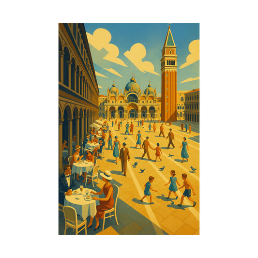 Golden Hour in Venice - Art Deco Animated Wall Poster