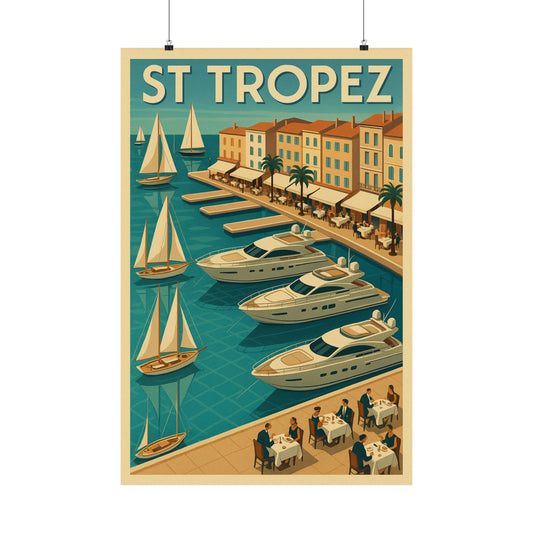 Mediterranean Marina Art Deco St Tropez Wall Poster