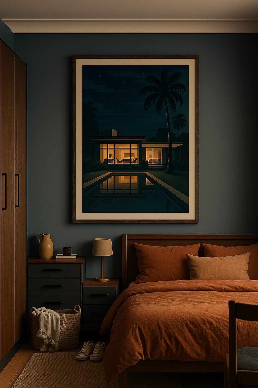 Tropical Night - Art Deco Modern Villa Wall Poster