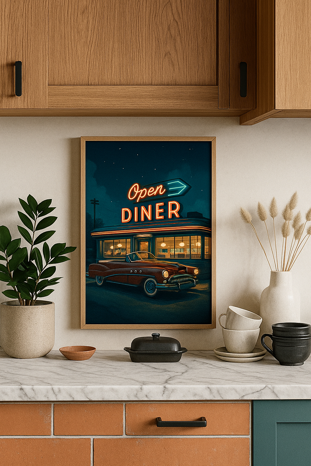 Midnight Cruise - Animated Retro American Diner Wall Poster