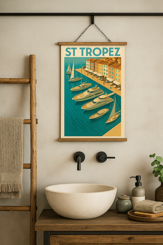 Art Deco Mediterranean Marina St Tropez Wall Poster