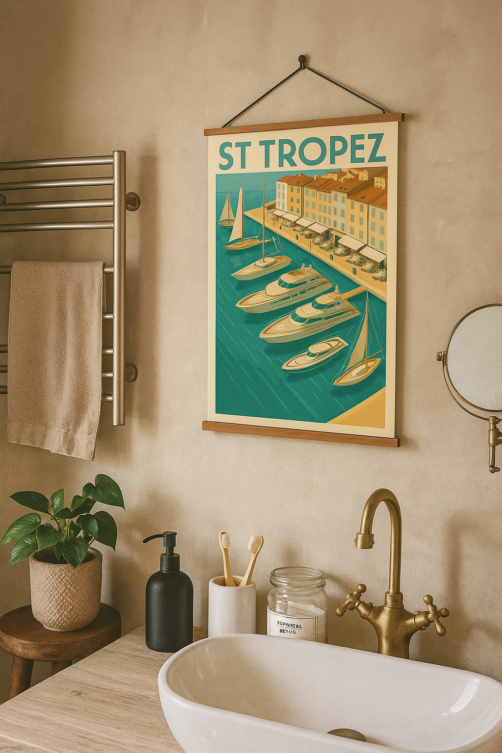 Art Deco Mediterranean Marina St Tropez Wall Poster