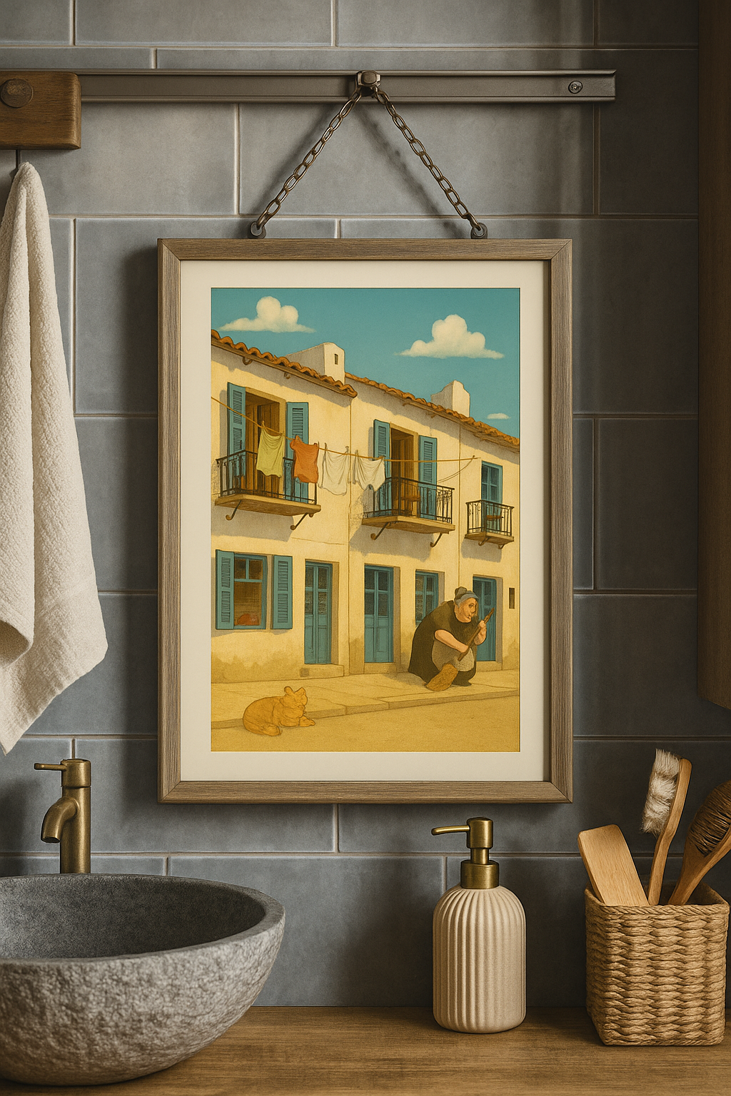 Greek Village Animated Wall Poster