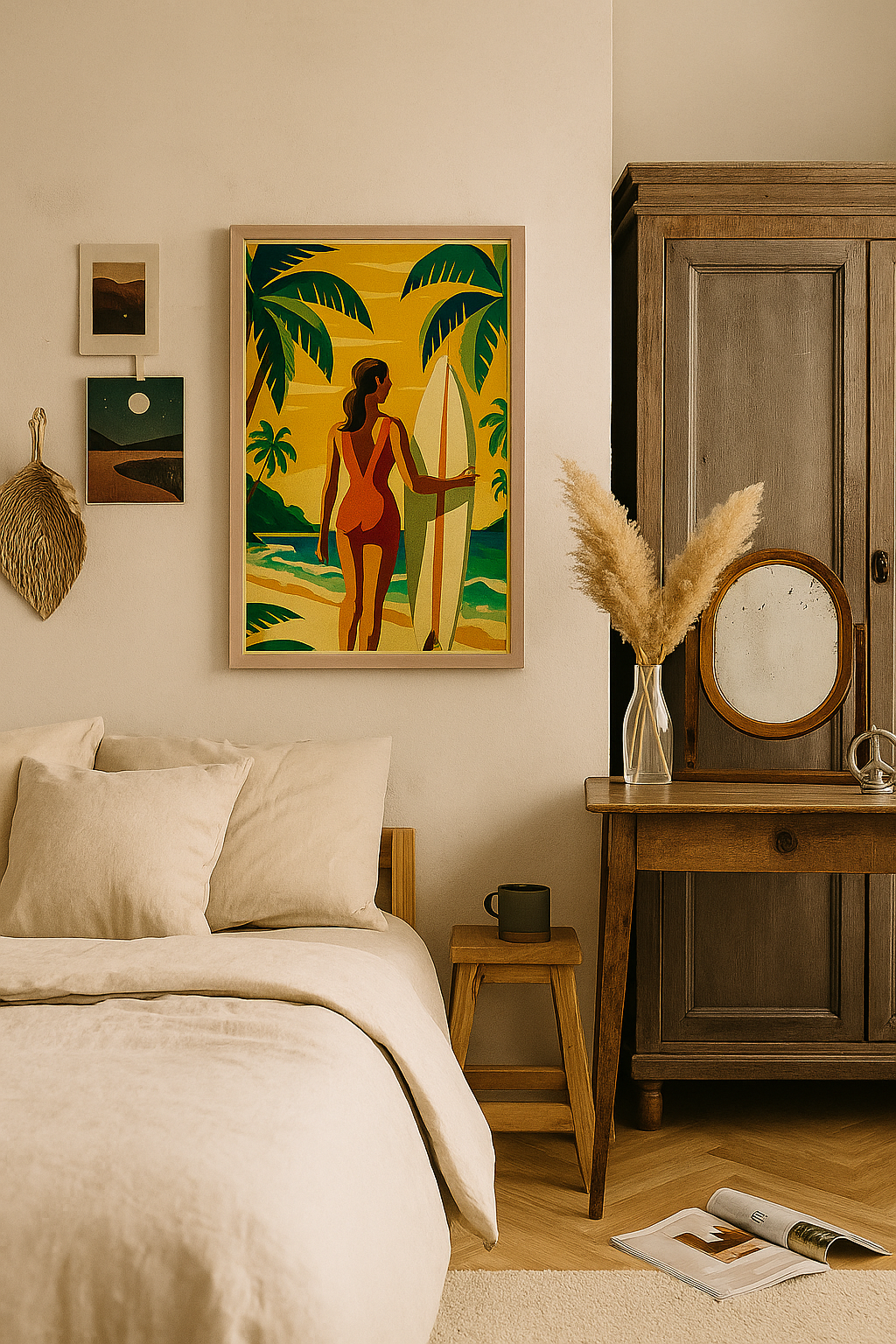 Surfer at Sunset Art Deco Wall Poster
