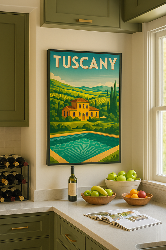 Tuscany Poolside Art Deco Tuscany Wall Poster