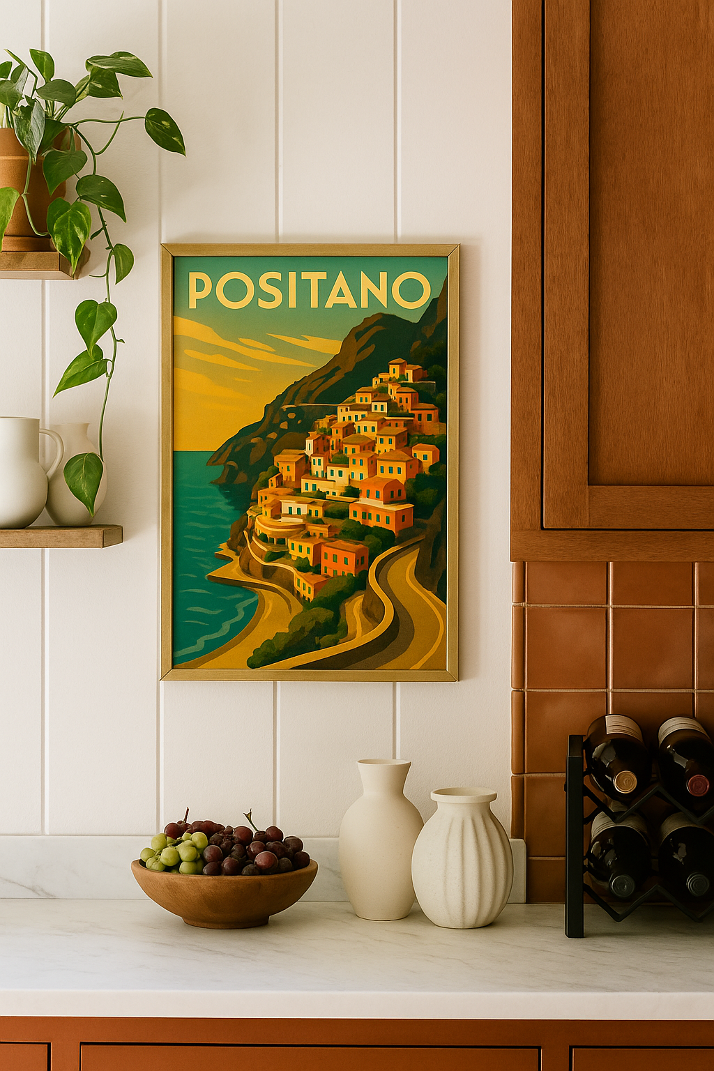 Art Deco Positano Cliff Design Wall Poster