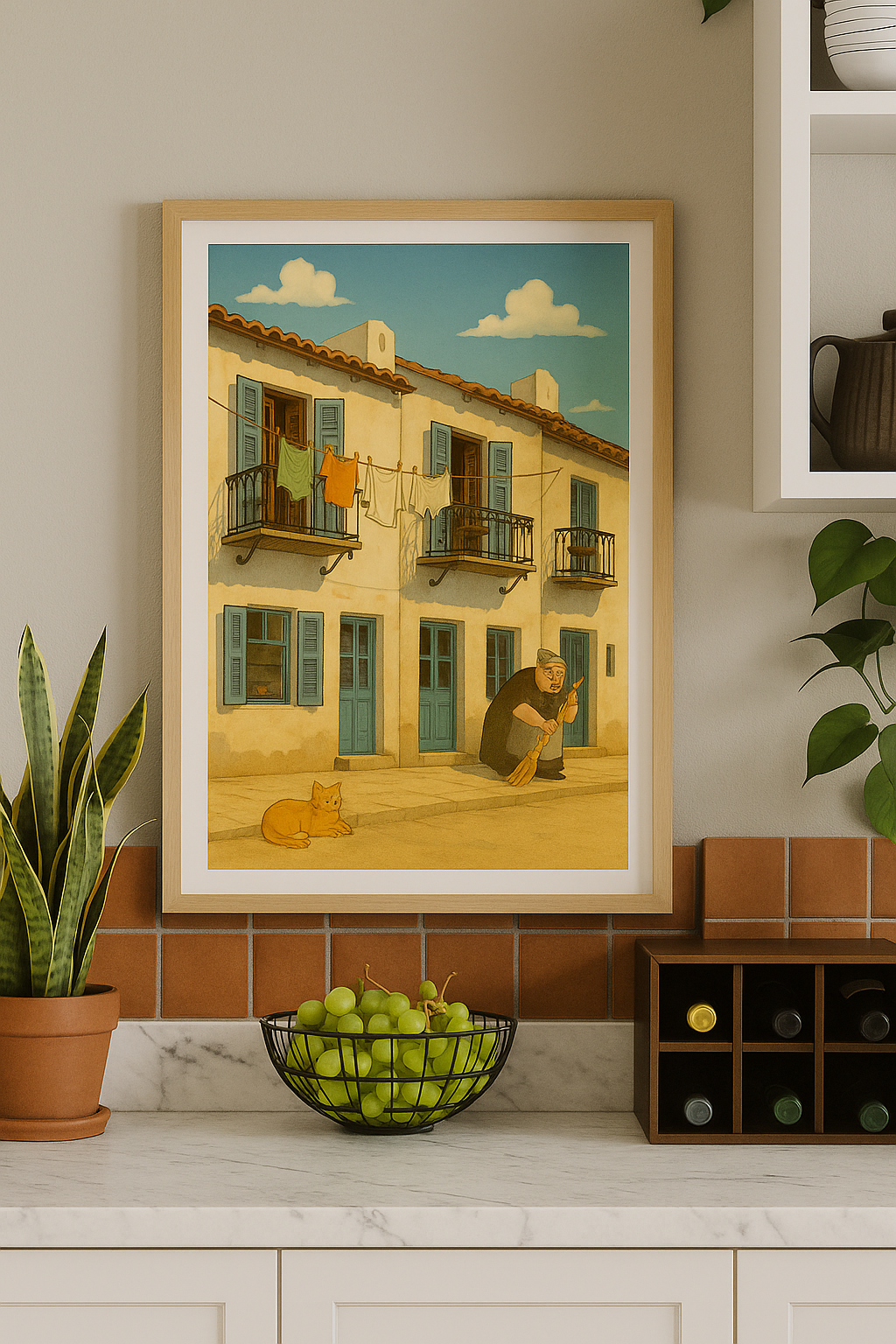 Greek Village Animated Wall Poster