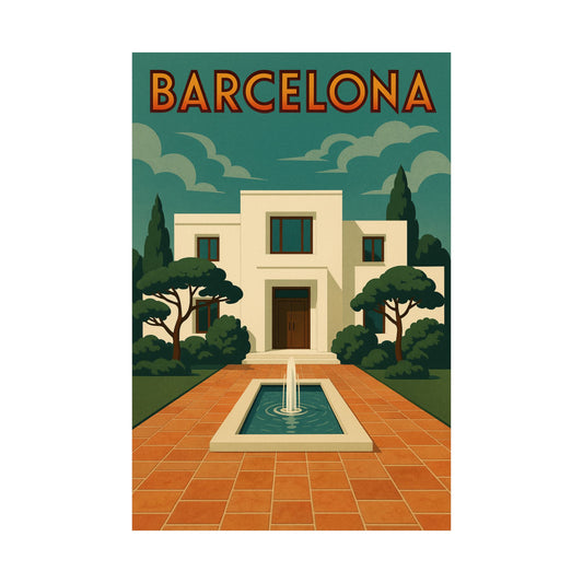 Barcelona Art Deco Villa Animated Wall Poster