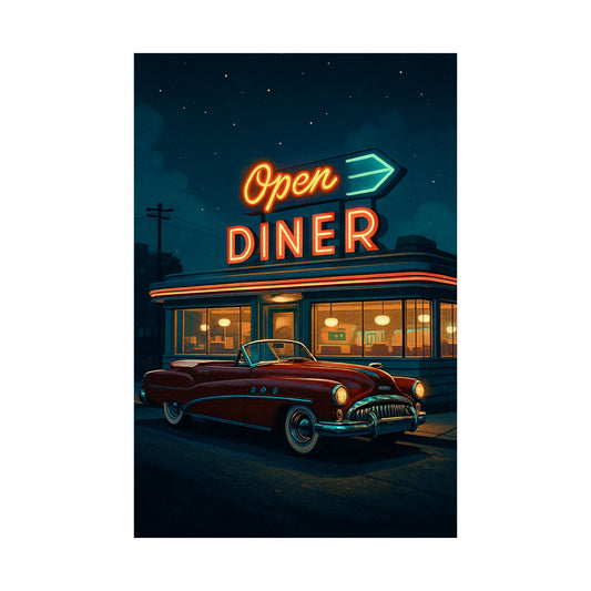 Midnight Cruise - Animated Retro American Diner Wall Poster