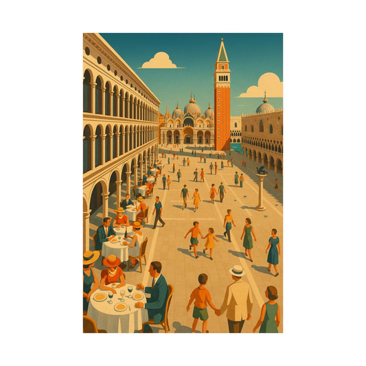 St Mark's Square - Retro Art Deco Animated Wall Poster