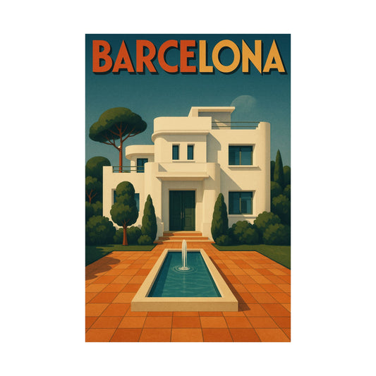 Barcelona Villa Art Deco Animated Wall Poster